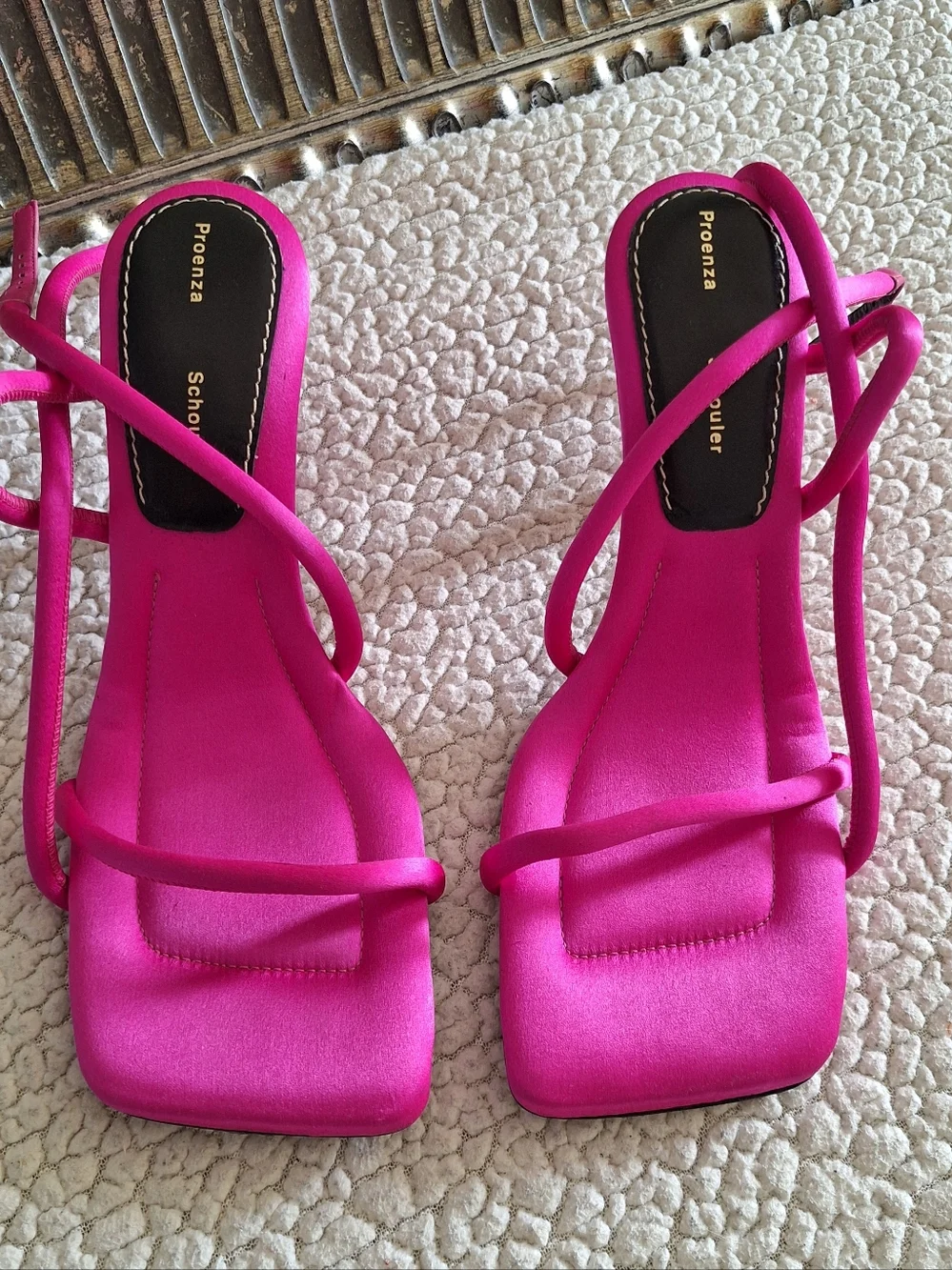 PROENZA SCHOULER Square Strappy Sandals Heels Satin Fuchsia EU 38 US 8 Org$795 - Picture 8 of 16
